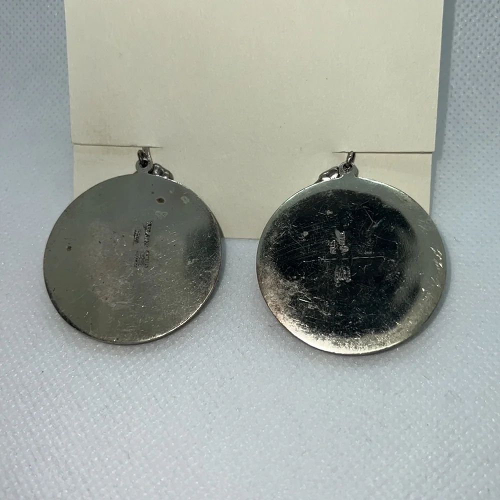 VINTAGE EARRINGS STERLING SILVER SCREW-BACK POST WESTERN BRONCO DESIGN EAR RINGS - Picture 5 of 9